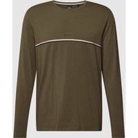 BOSS Longsleeve mit Kontraststreifen Modell 'Unique' in Oliv, Größe S von Boss