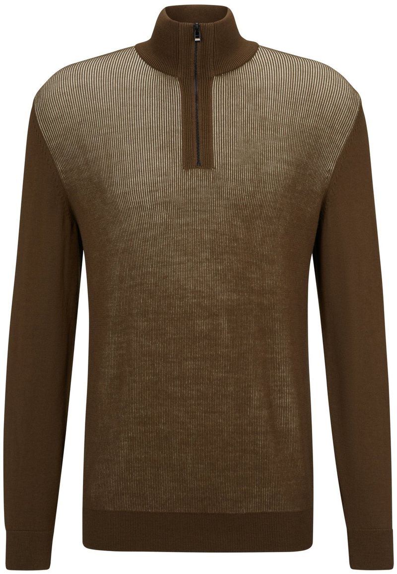 BOSS Ofilato Half Zip Pullover Wolle Braun - Größe L von Boss