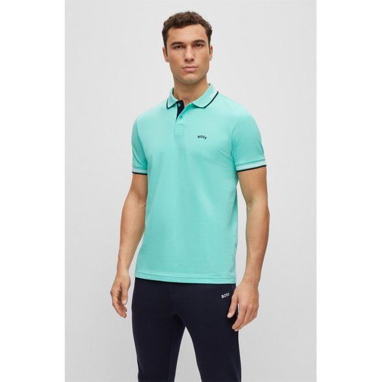 BOSS Paul Curved slim fit Halbarm Polo türkis von Boss