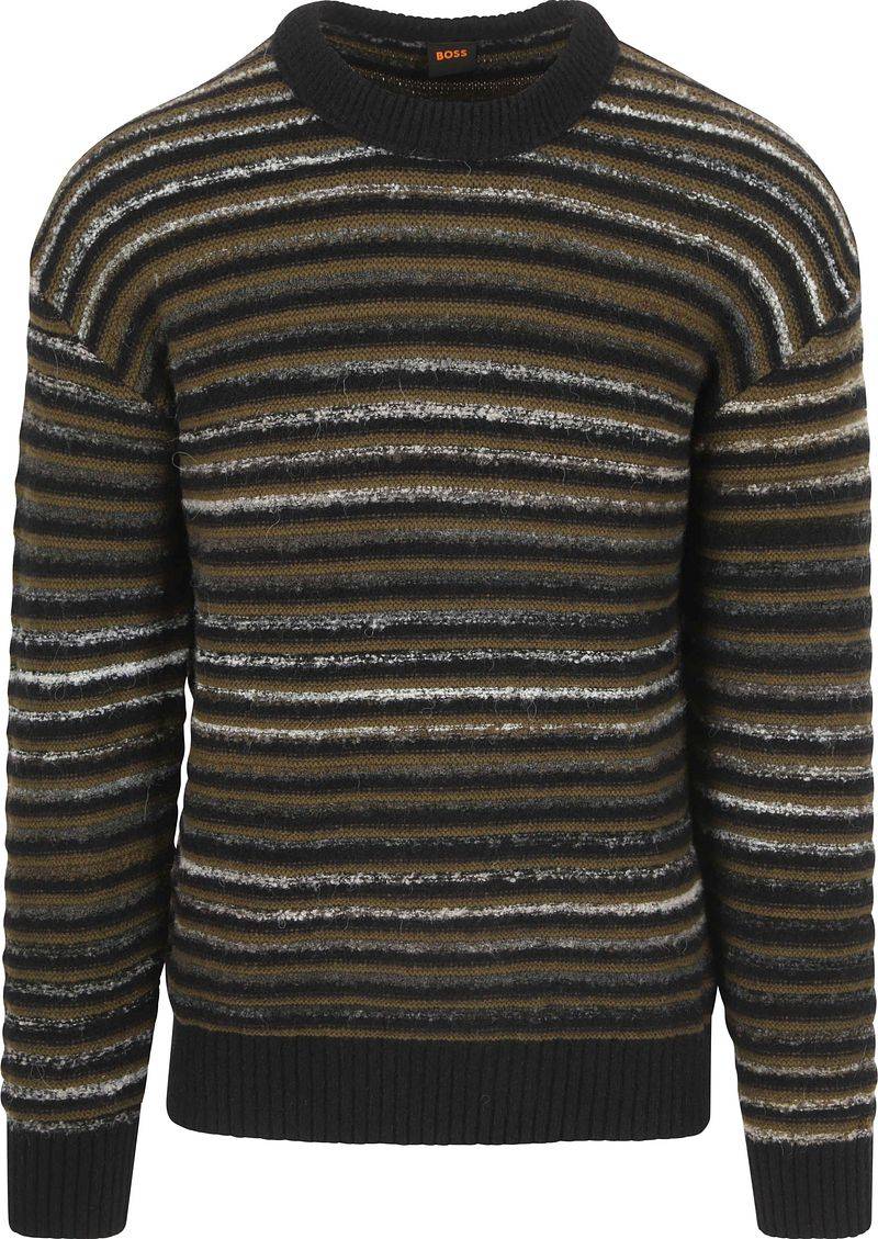 BOSS Pullover Aturn Wool Blend Streifen Schwarz - Größe XL von Boss