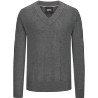 BOSS Pullover mit tonaler Streifenstruktur und V-Ausschnitt von Boss