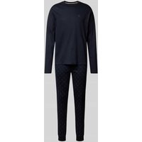 BOSS Pyjama mit Logo-Print in Marine, Größe XXL von Boss