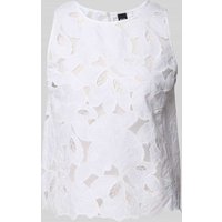 BOSS Regular Fit Blusentop mit Spitzenbesatz Modell 'Berodi' in Weiss, Größe 32 von Boss