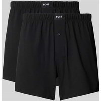 BOSS Regular Fit Boxershorts aus Baumwoll-Mix im 2er-Pack in Black, Größe M von Boss