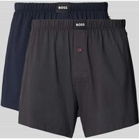 BOSS Regular Fit Boxershorts aus Baumwoll-Mix im 2er-Pack in Marine, Größe M von Boss