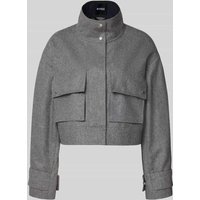 BOSS Regular Fit Kurzblazer aus Woll-Mix Modell 'JARDIA' in Hellgrau Melange, Größe 38 von Boss