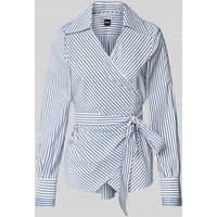 BOSS Regular Fit Langarmbluse mit fixiertem Taillengürtel Modell 'BEKANIA' in Rauchblau, Größe 46 von Boss