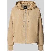 BOSS Regular Fit Lederjacke aus feinem Schafsvelours Modell 'SALASA' in Beige, Größe 38 von Boss