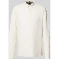 BOSS Regular Fit Leinenhemd mit Button-Down-Kragen Modell 'LIAM' in Offwhite, Größe S von Boss