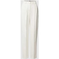 BOSS Black Women Regular Fit Leinenhose mit Bundfalten in Offwhite, Größe 40 von BOSS Black Women