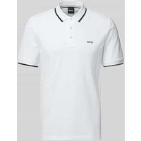 BOSS Regular Fit Poloshirt mit Label-Print Modell 'Parlay' in Weiss, Größe XXL von Boss