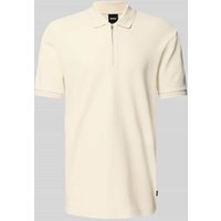 BOSS Regular Fit Poloshirt mit Reißverschluss Modell 'Paras' in Sand, Größe L von Boss