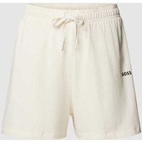 BOSS Black Women Regular Fit Pyjama-Shorts mit Label-Print in Weiss, Größe L von BOSS Black Women