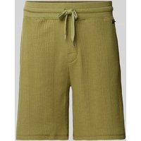 BOSS Regular Fit Shorts mit Strukturmuster in Oliv, Größe L von Boss