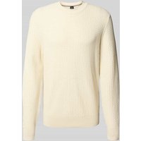 BOSS Regular Fit Strickpullover aus reiner Baumwolle in Offwhite, Größe M von Boss