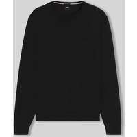 BOSS Regular Fit Strickpullover aus reiner Schurwolle Modell 'BOTTO' in Black, Größe XL von Boss