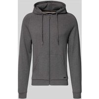 BOSS Regular Fit Sweatjacke aus Baumwoll-Mix Modell 'HERITAGE' in Anthrazit, Größe XXL von Boss