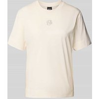 BOSS Regular Fit T-Shirt mit Strasssteinbesatz in Offwhite, Größe S von Boss