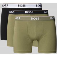 BOSS Regular Fit Trunks aus Baumwoll-Mix im 3er-Pack in Oliv, Größe XXL von Boss