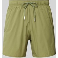 BOSS Relaxed Fit Badeshorts mit Label-Print Modell 'Iconic' in Khaki, Größe XXL von Boss