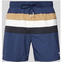 BOSS Relaxed Fit Badeshorts mit Label-Print Modell 'Louis' in Dunkelblau, Größe XXL von Boss