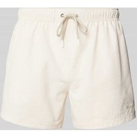 BOSS Relaxed Fit Badeshorts mit Strukturmuster Modell 'Velvetfish' in Ecru, Größe M von Boss