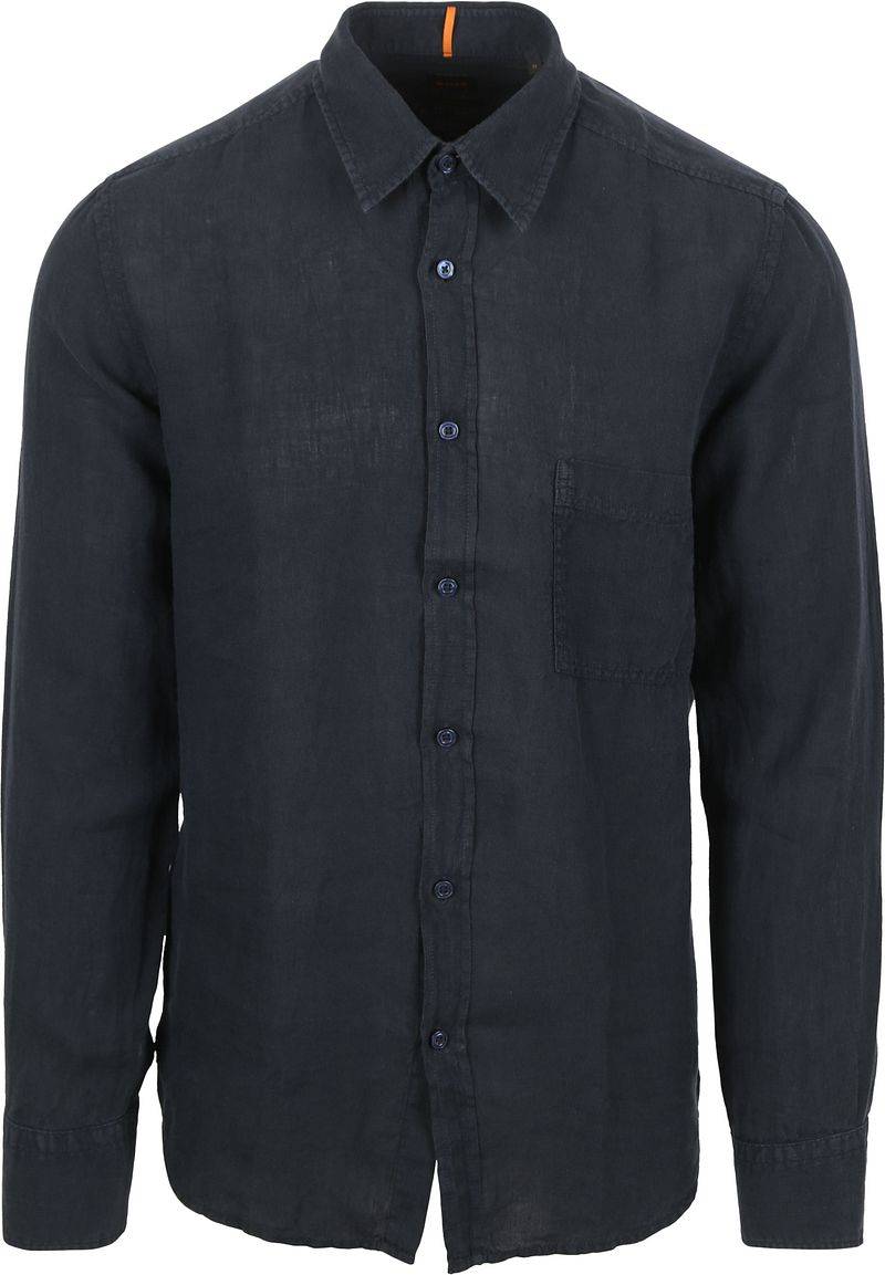 BOSS Relegant Hemd Leinen Navy - Größe XL von Boss