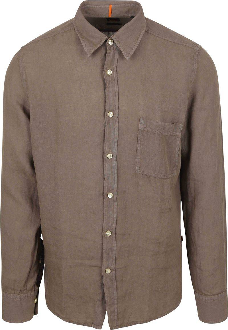 BOSS Relegant Hemd Leinen Taupe - Größe XL von Boss