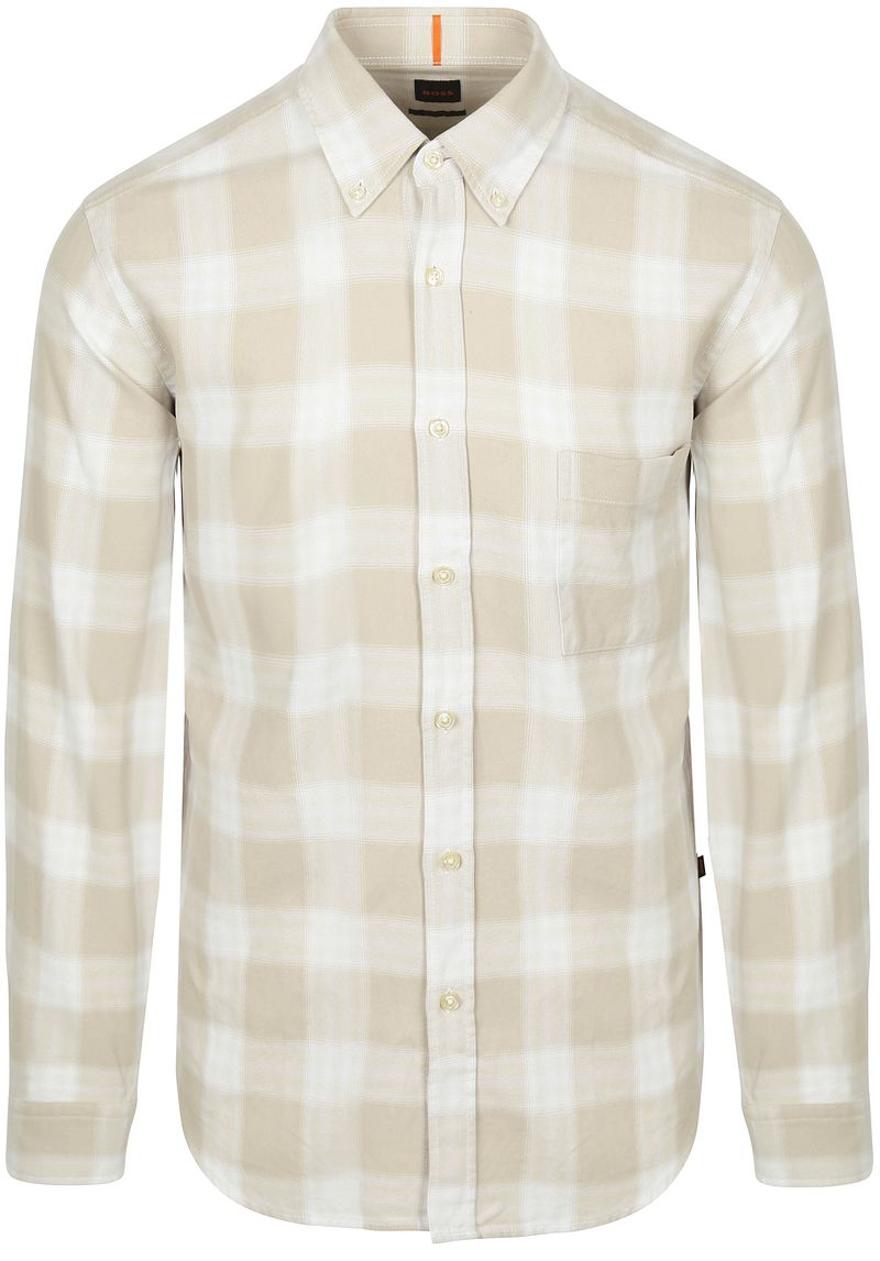 BOSS Rickert Hemd Karos Beige - Größe L von Boss
