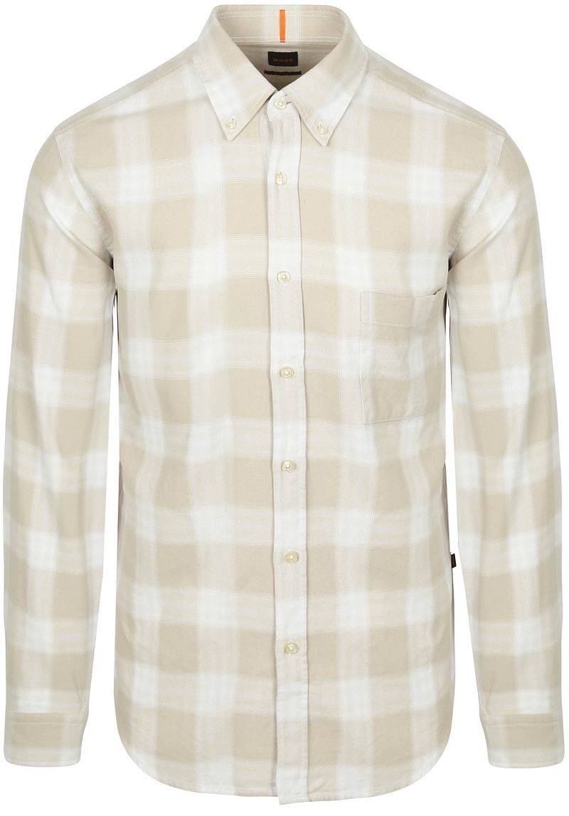 BOSS Rickert Hemd Karos Beige - Größe L von Boss