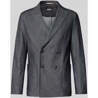 BOSS Slim Fit 2-Knopf-Sakko aus Baumwoll-Mix Modell 'HANRY' in Marine, Größe 46 von Boss