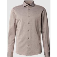 BOSS Slim Fit Business-Hemd mit Allover-Muster Modell 'Hal' in Mittelbraun, Größe 42 von Boss