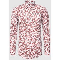 BOSS Slim Fit Business-Hemd mit Allover-Muster in Bordeaux, Größe 40 von Boss