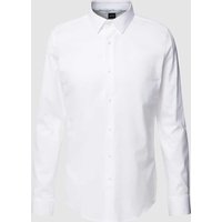 BOSS Slim Fit Business-Hemd mit Kentkragen Modell 'HANK' in Weiss, Größe 44 von Boss