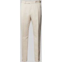 BOSS Slim Fit Leinenhose mit Bundfalten Modell 'Perin' in Beige, Größe 27 von Boss