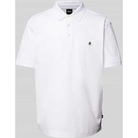 BOSS Slim Fit Poloshirt mit Label-Patch Modell 'Parris' in Weiss, Größe XXL von Boss
