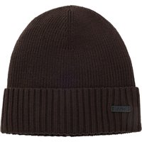 BOSS Strickmütze aus Schurwolle im Rippstrick mit Leder-Patch in 0 von Boss