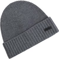BOSS Strickmütze aus Schurwolle im Rippstrick mit Leder-Patch in 0 von Boss