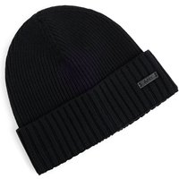 BOSS Strickmütze aus Schurwolle im Rippstrick mit Leder-Patch in 0 von Boss