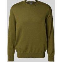 BOSS Strickpullover mit Label-Stitching Modell 'Pacas' in Oliv, Größe S von Boss