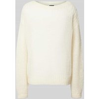 BOSS Strickpullover mit Rundhalsausschnitt Modell 'Fablura' in Offwhite, Größe L von Boss