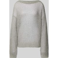 BOSS Strickpullover mit U-Boot-Ausschnitt Modell 'Fablura' in Hellgrau, Größe S von Boss