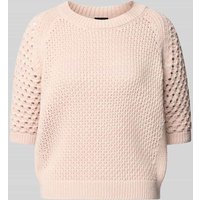 BOSS Strickpullover mit gerippten Abschlüssen Modell 'Funima' in Hellrosa Melange, Größe S von Boss