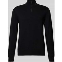 BOSS Strickpullover mit kurzem Reißverschluss Modell 'Padro' in Black, Größe XXL von Boss