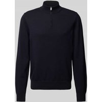 BOSS Strickpullover mit kurzem Reißverschluss Modell 'Padro' in Marine, Größe L von Boss