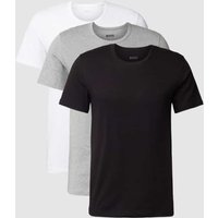 BOSS T-Shirt mit Label-Stitching im 3er-Pack Modell 'Classic' in Mittelgrau Melange, Größe M von Boss