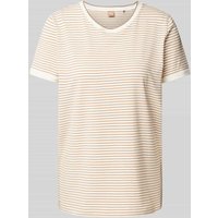 BOSS T-Shirt mit Streifenmuster Modell 'EMASA' in Camel, Größe S von Boss