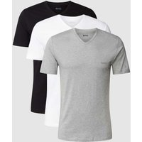 BOSS T-Shirt mit V-Ausschnitt im 3er-Pack Modell 'Classic' in Mittelgrau Melange, Größe M von Boss