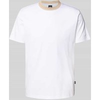 BOSS T-Shirt mit geripptem Rundhalsausschnitt Modell 'Tessler' in Weiss, Größe M von Boss