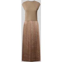 BOSS Tailliertes Strickkleid mit Rock aus Satin Modell 'FERDOLINI' in Cognac, Größe XS von Boss